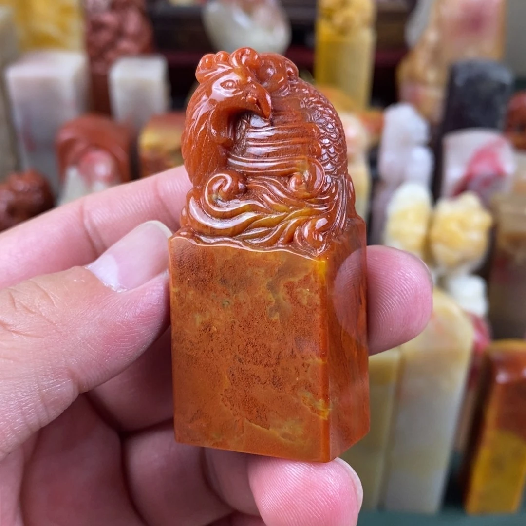 巴林石印石巴林石手工雕凤钮章