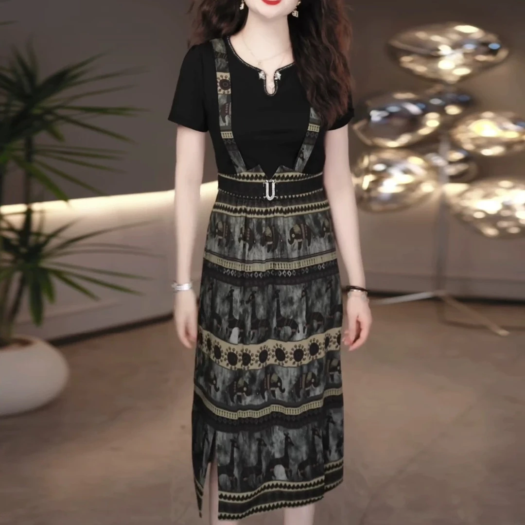 【连衣裙】2025夏季新款显瘦气质减龄时尚优雅新中式中长款连衣裙