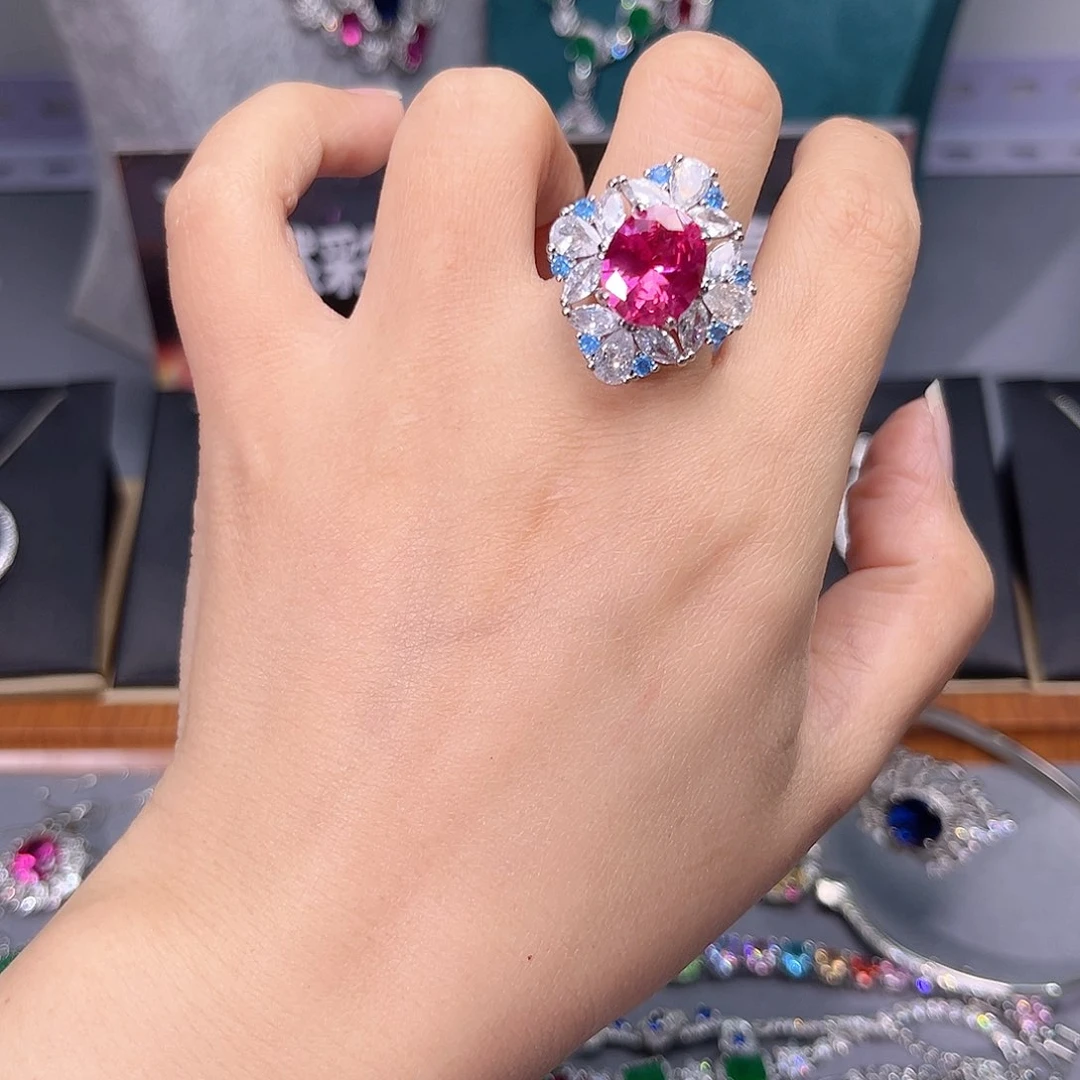 蓝宝石戒指银S925镶嵌盘子里