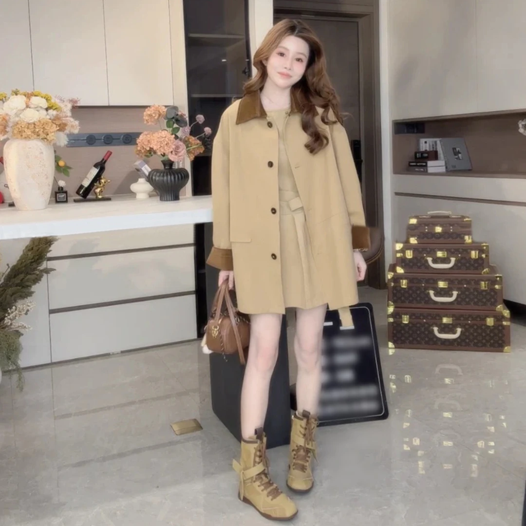 英伦风卡其色高级感风衣女春秋2025新款韩系小个子气质短款外套