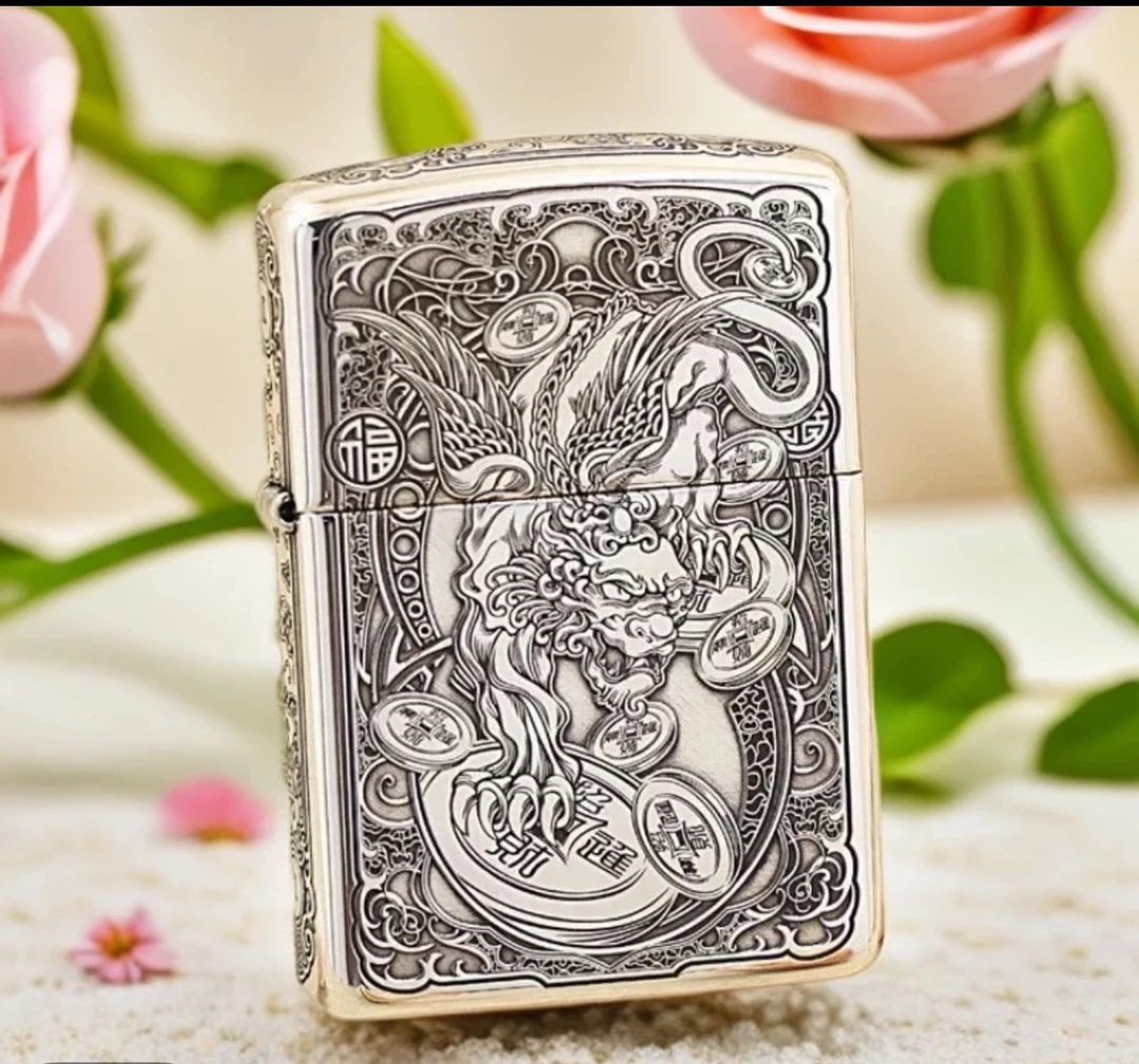 ZIPPO打火机纯银盔甲九钱貔貅3D浮雕DYJ1