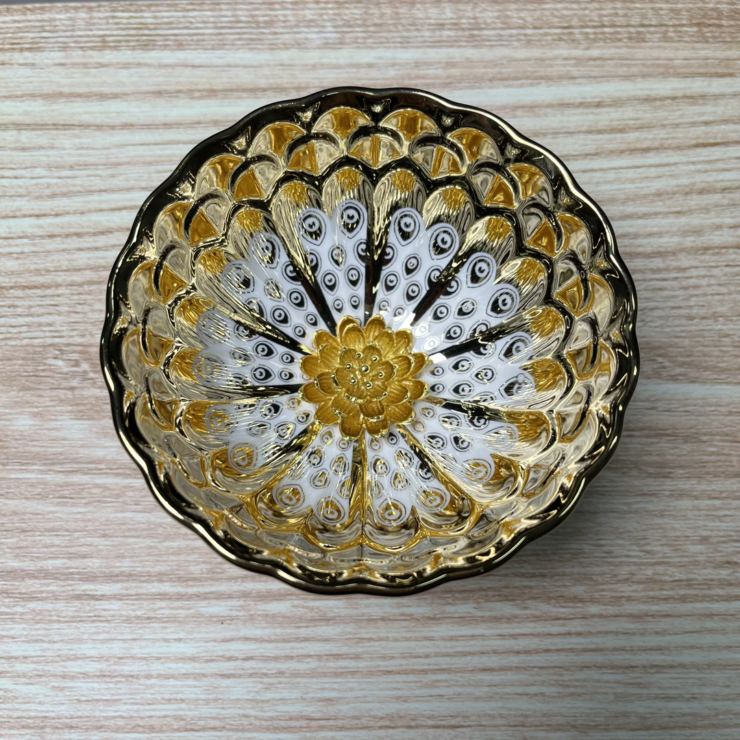 手工茶器 金玉满堂【金莲花孔雀眼】裸杯A