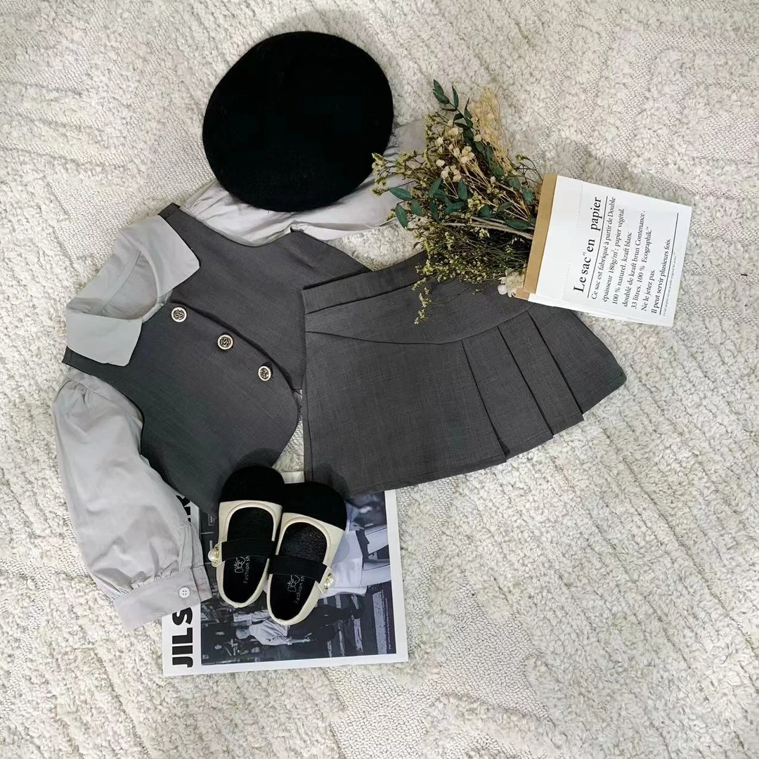 韩国童装2025春季新款女童洋气高级学院风马甲套装儿童时尚二件套