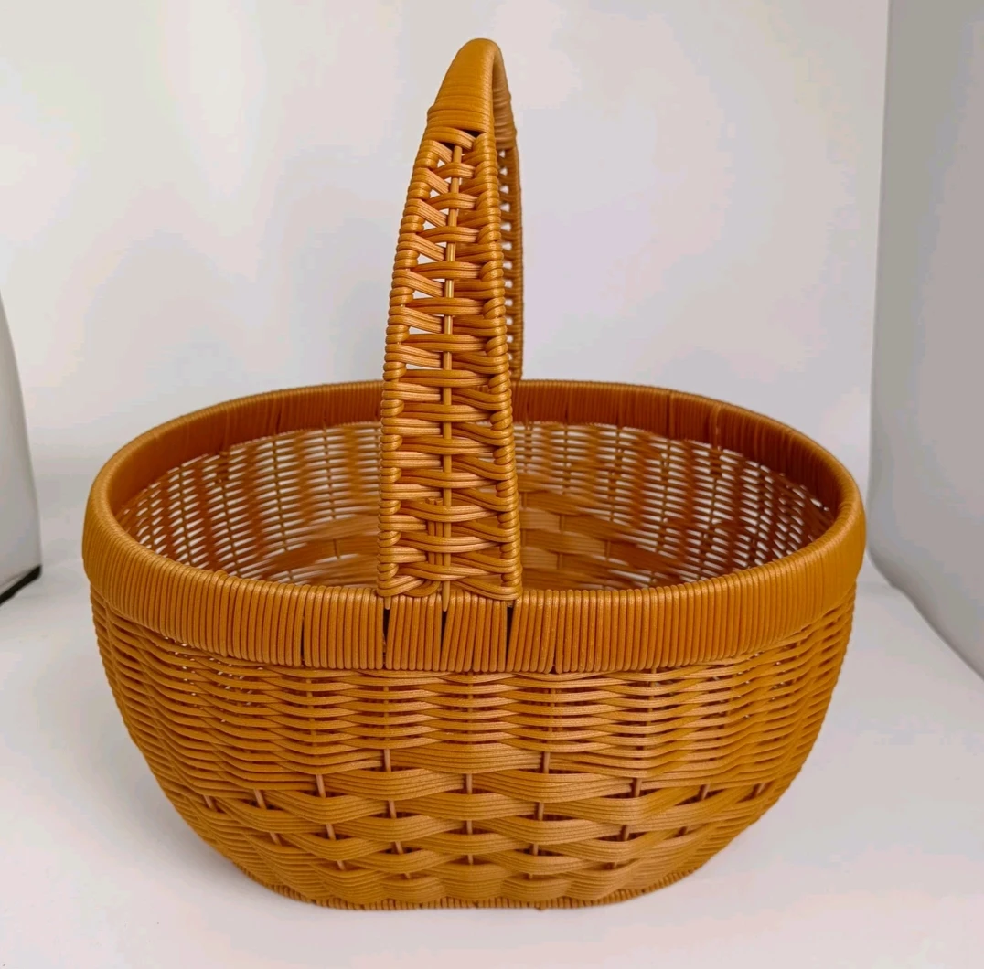 J19仿藤手工编织野餐篮购物篮买菜篮采摘篮