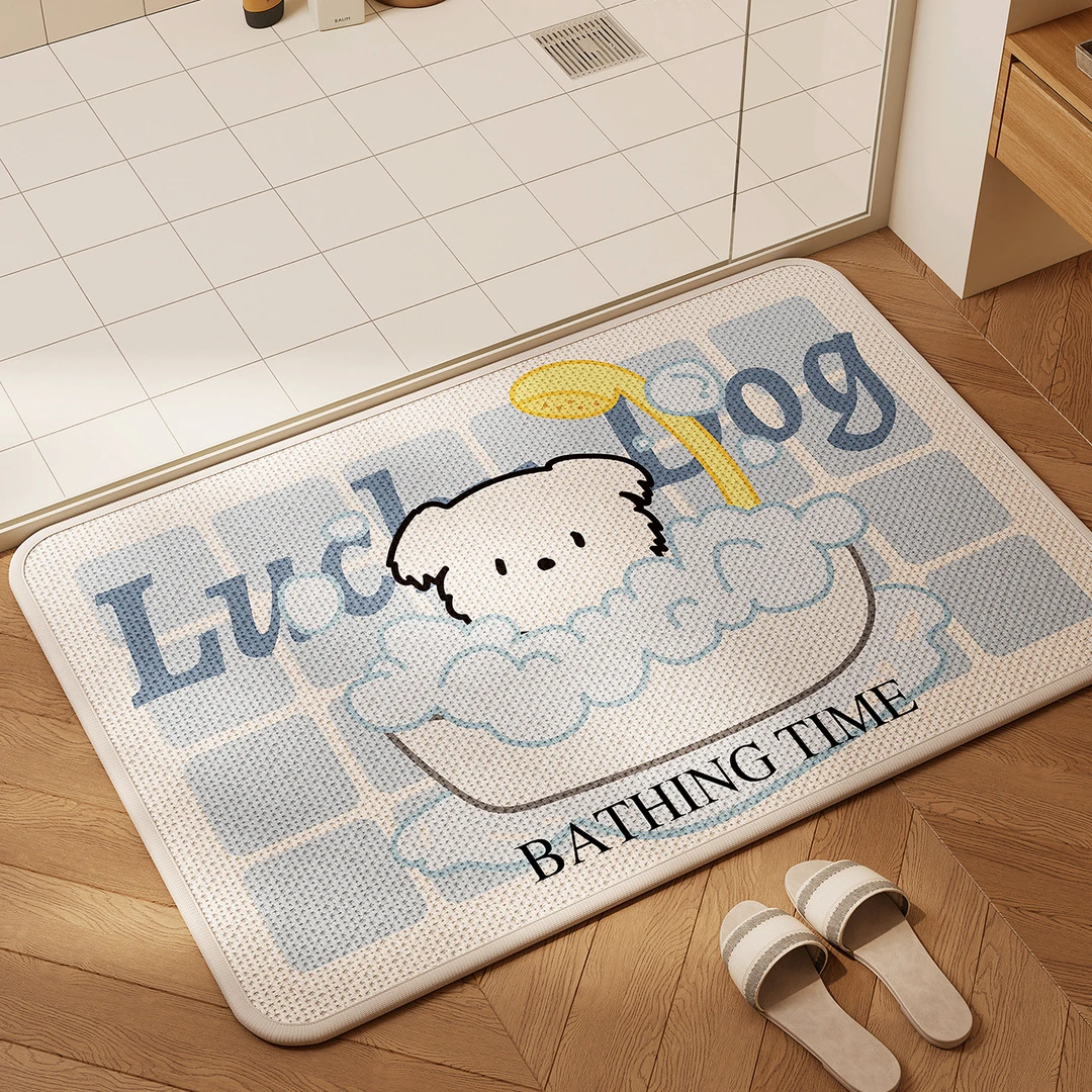 卡通狗狗浴室防滑垫免洗厕所门口吸水速干擦脚地毯卫生间地垫耐脏