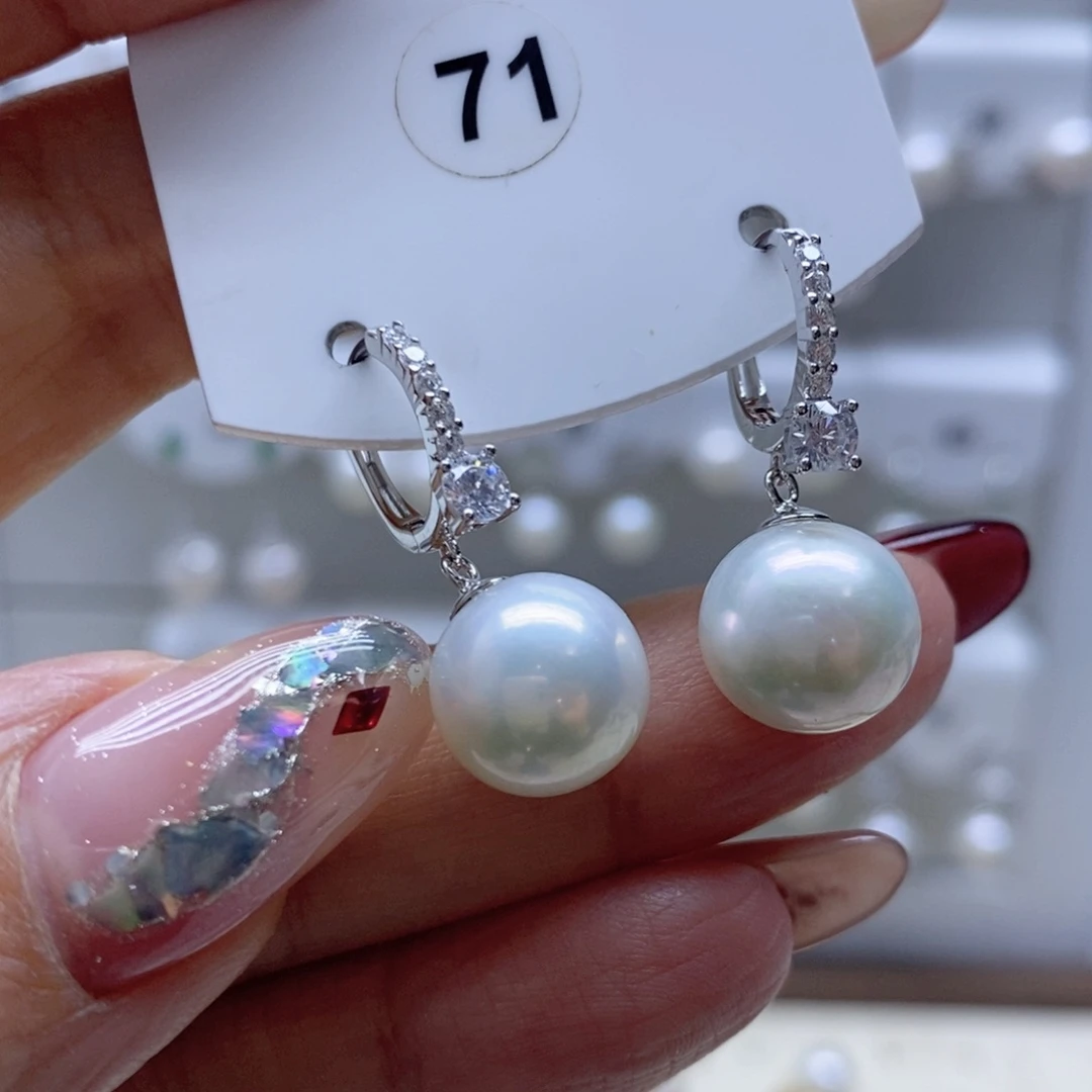 淡水珍珠耳饰银S925镶嵌