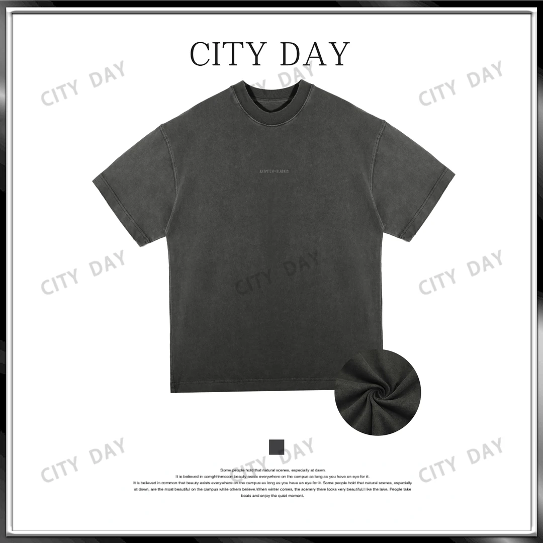 CityDay【灰叔】黯曜矜雅 100棉极简主义圆领短袖T 恤  1046