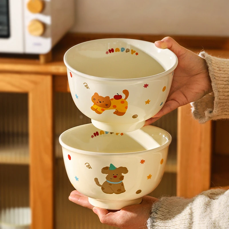 舍里可爱卡通拉面碗家用陶瓷碗个人专用吃饭碗一人一碗大号拉面碗