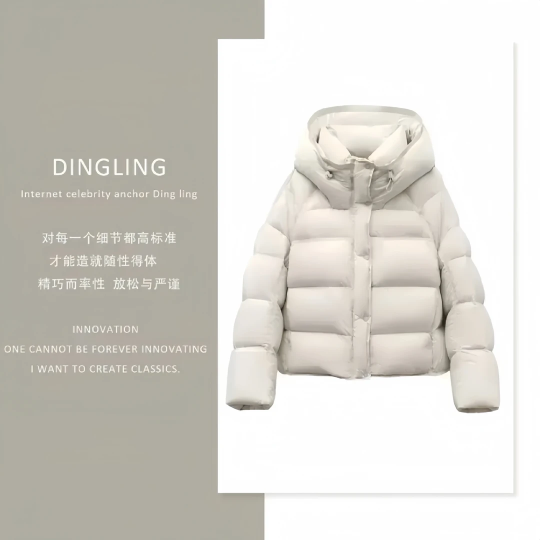 【Lu露款五格充绒240克+】90白鹅绒！云朵泡芙短款加厚连帽羽绒服