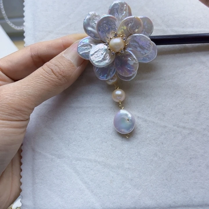 淡水珍珠吊坠银S925镶嵌