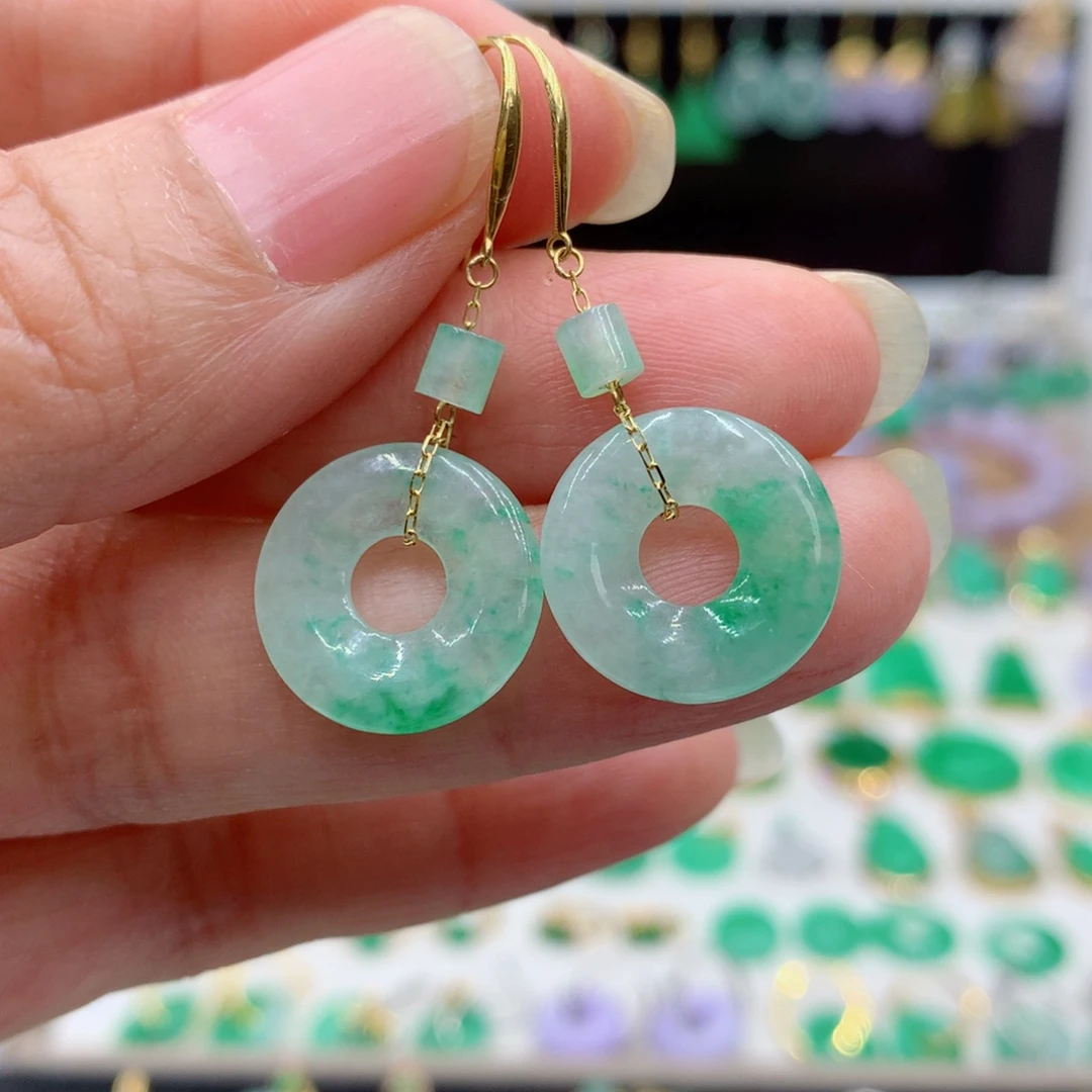 翡翠18K金镶嵌耳饰