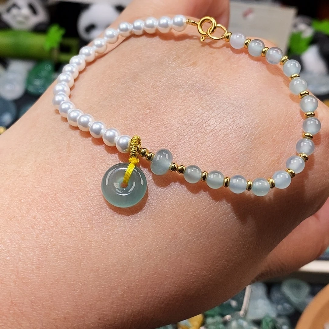 翡翠未镶嵌颈饰平安扣手链15