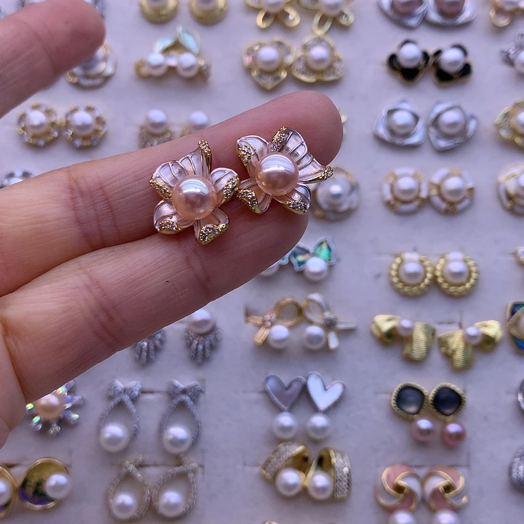 淡水珍珠耳饰合金