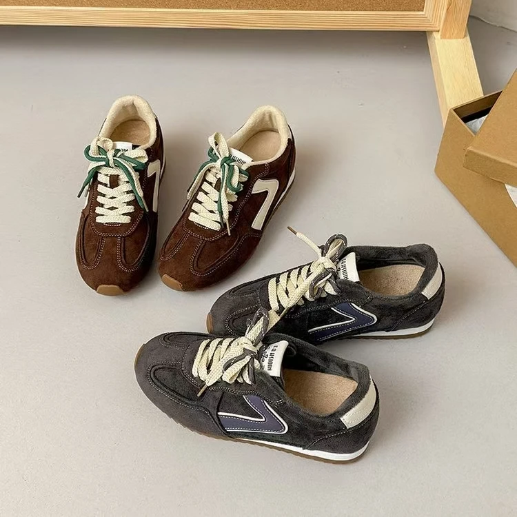 经典配色增高3.5CM德训鞋休闲风系带时尚女鞋小众潮流拼色厚底鞋