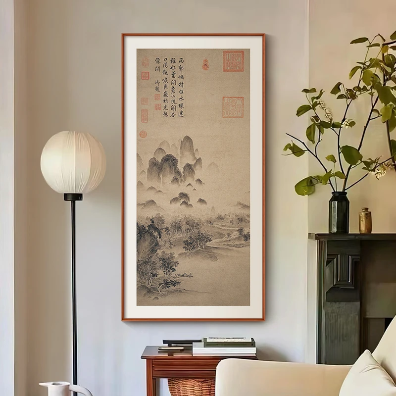【溪山秋色图】宋式美学玄关走廊山水装饰画入户进门挂画客厅墙壁画