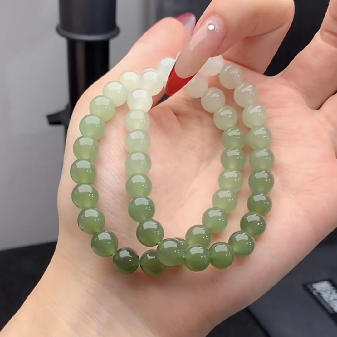 【只发高货】和田玉J08渐变青海料手串珠时尚女多样性发其一女手串