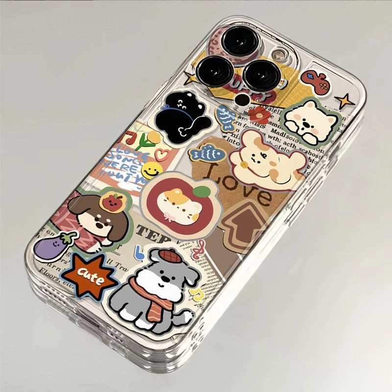 拼贴复古小狗适用iphone16苹果15手机壳小米OPPO华为VIVO荣耀一加