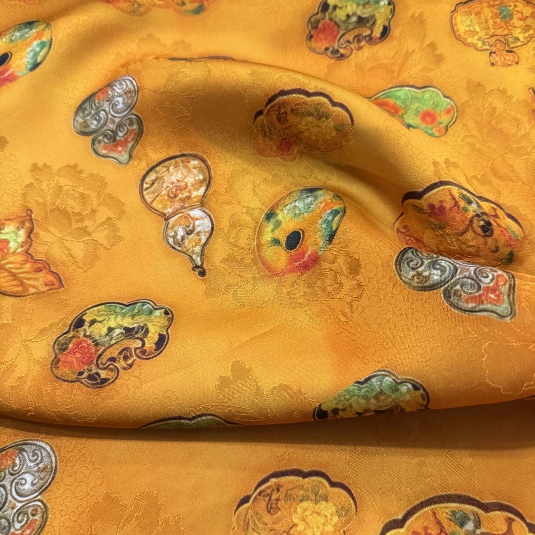 【福禄双全】人丝红云纱香云纱新中式时尚国风服装面料