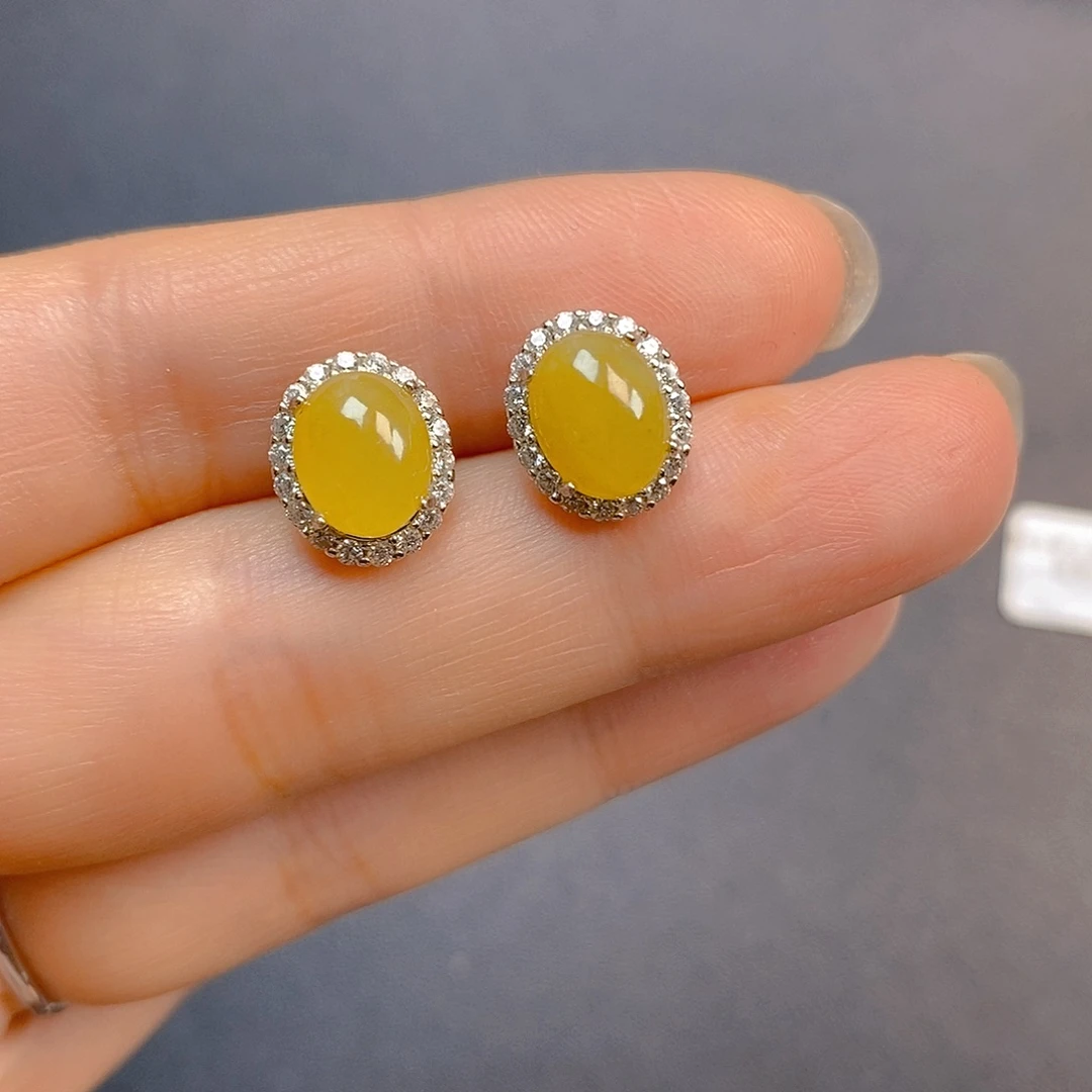 翡翠银S925镶嵌耳饰