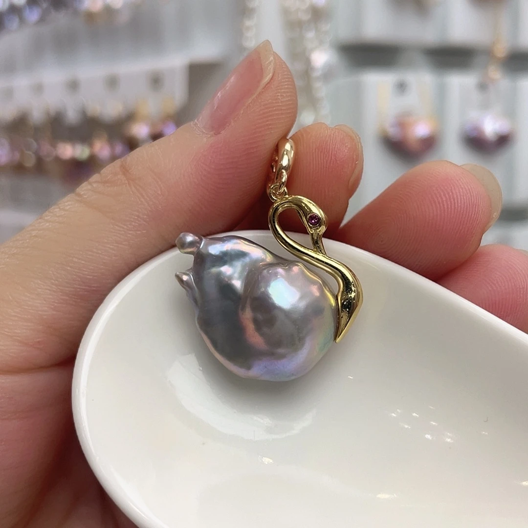 淡水珍珠银S925镶嵌颈饰