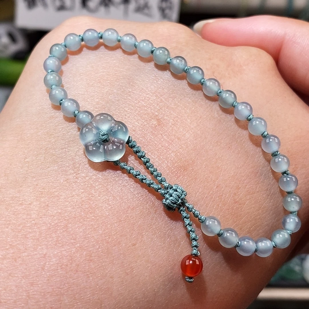 翡翠未镶嵌颈饰高冰小花手链15