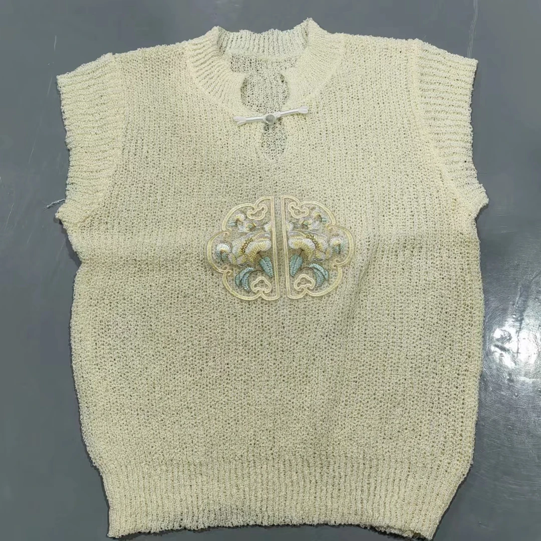 【南油玲姐】白色背心款毛针织衫MY068