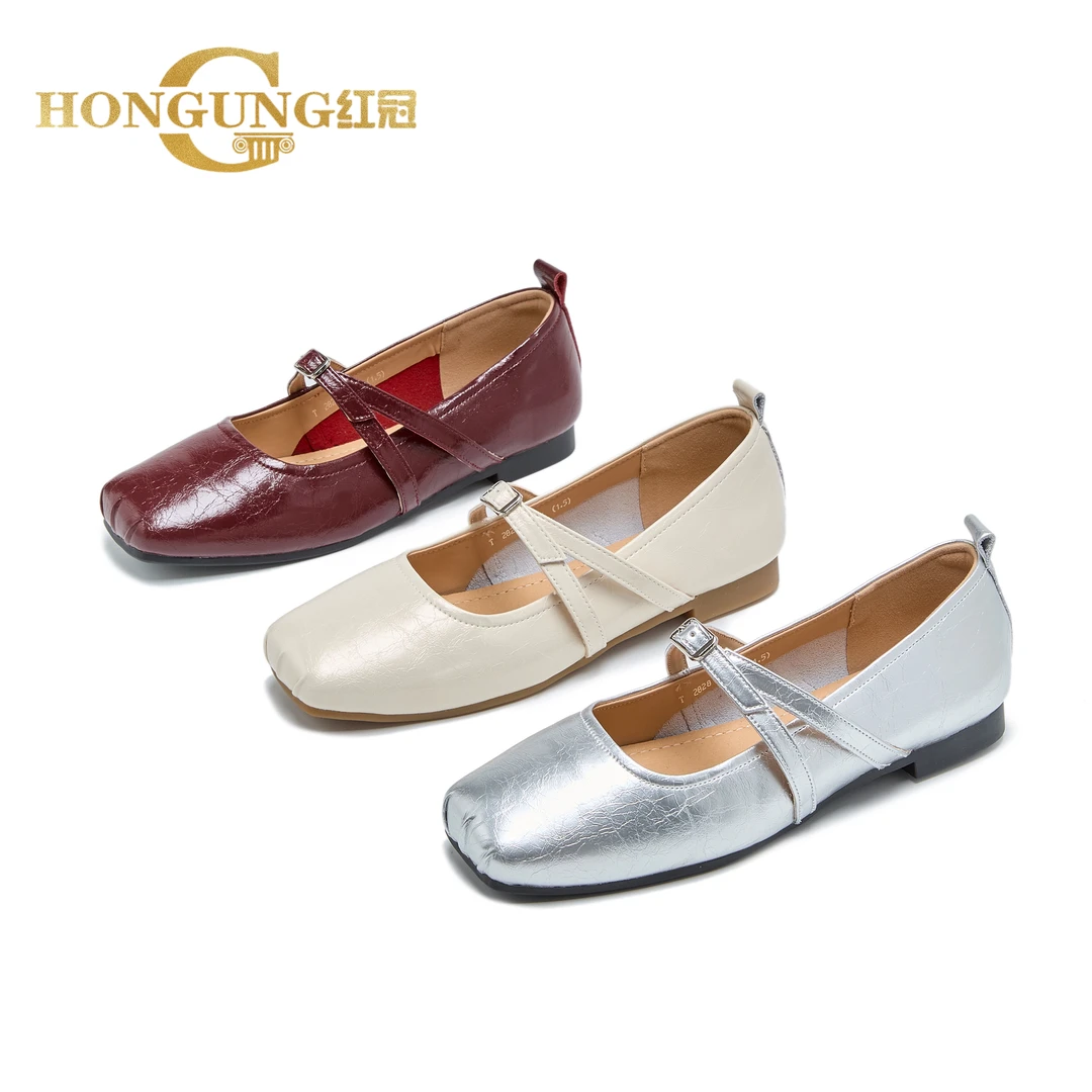 新款 | 红冠百搭法式方头复古软底单鞋女平底鞋玛丽珍2828