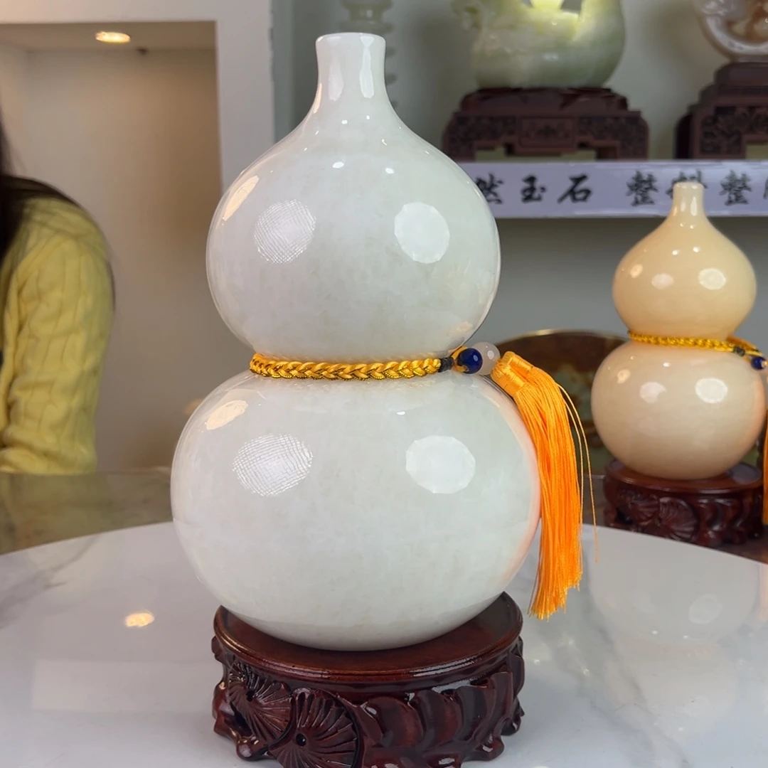 夜***夜玉精品天然白冰料大葫芦