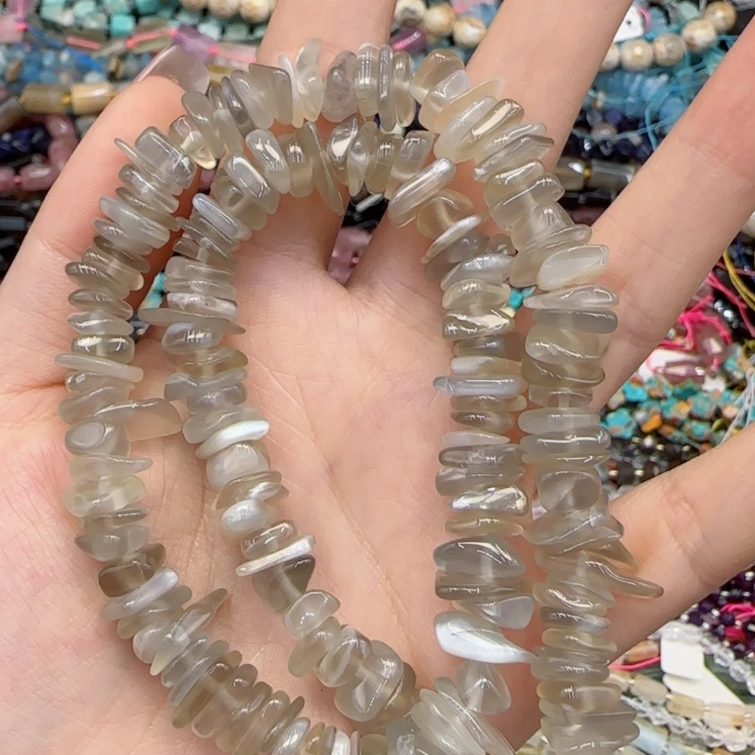 玛瑙/玉髓未镶嵌珠宝半成品银月光碎石隔片一条