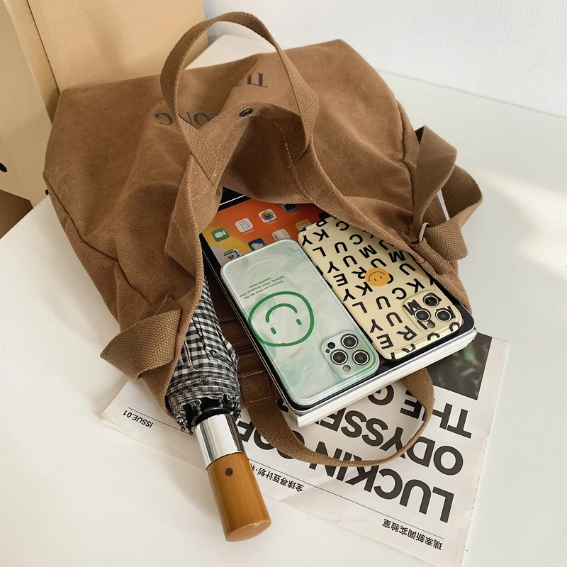 大容量高级感满满帆布包简约时尚复古通勤上学皆可用休闲百搭小众