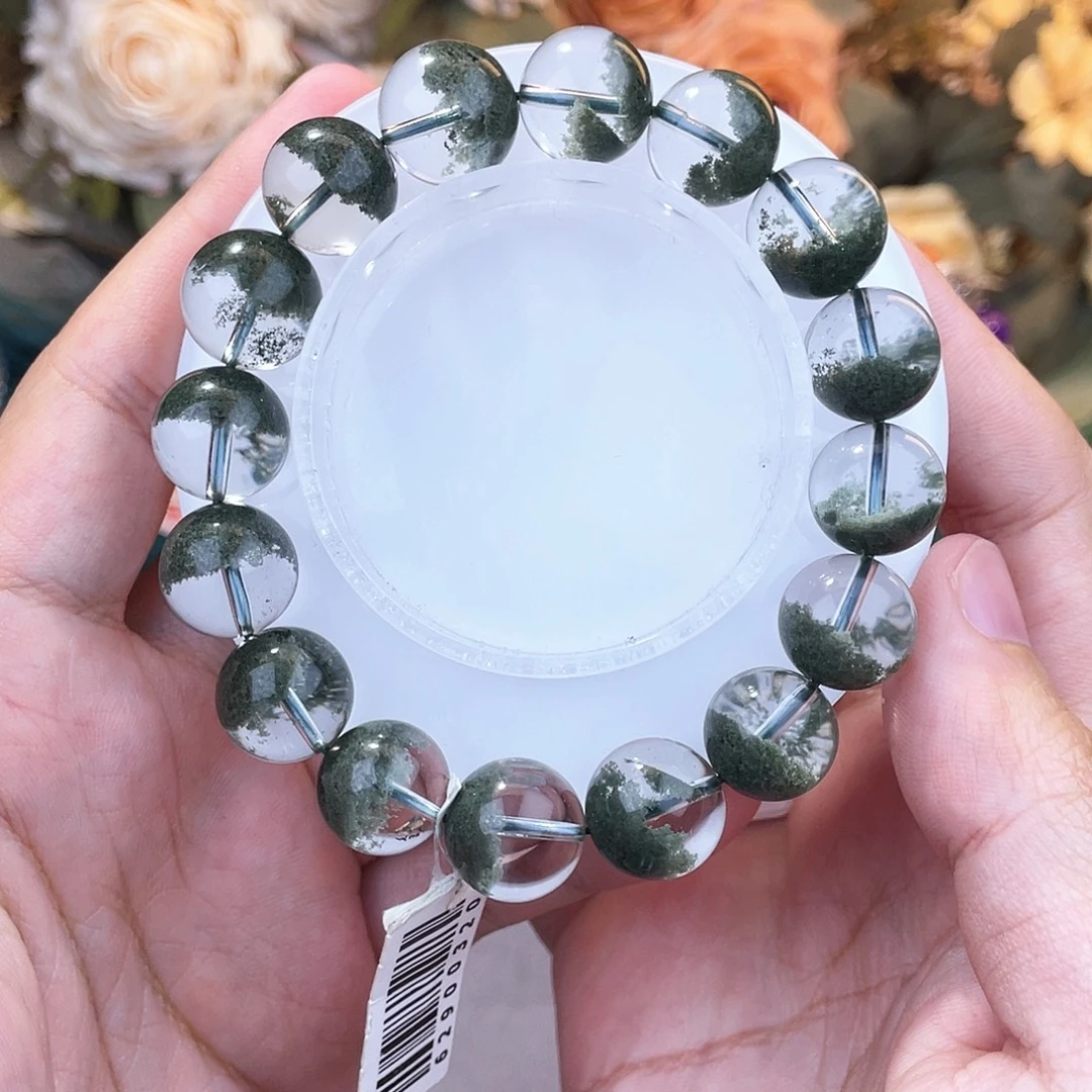 水晶手串未镶嵌聚宝盆绿幽灵13m