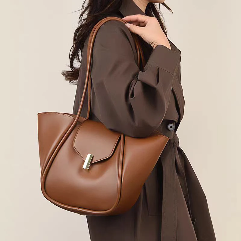 2单肩包单根手拎包时尚车缝线简约斜跨托特包双根拉链