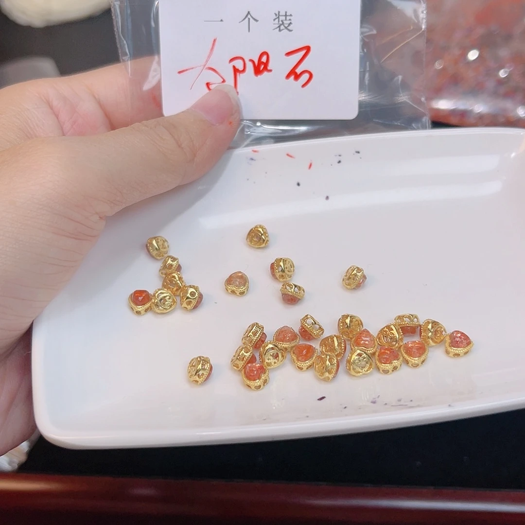 水晶珠宝半成品银S925镀金镶嵌20