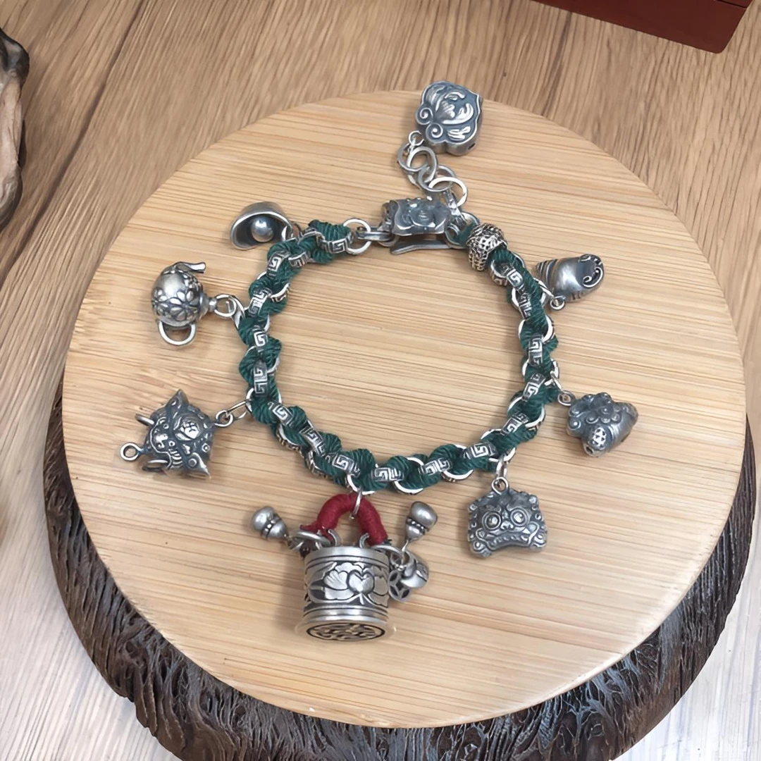 925银手链 英英手工錾刻纯银手链