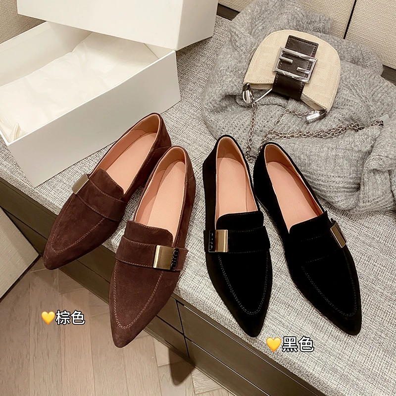 复古棕真皮加肥加大宽胖脚大码40-43码女鞋春秋单鞋深口低跟平底