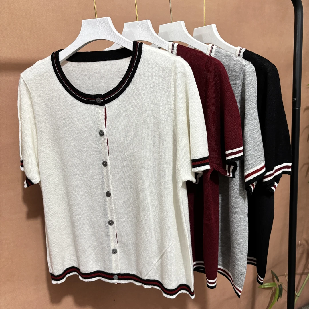 【43】2025新款圆领单排扣短袖针织衫