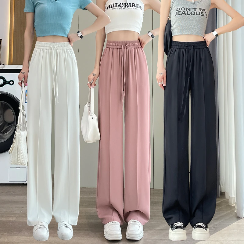 窄版阔腿裤春夏款高腰显瘦垂感大码小个子休闲裤运动百搭夏季薄款