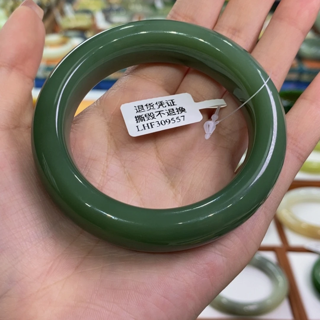 未镶嵌手镯和田玉俄料粉青一细55/56