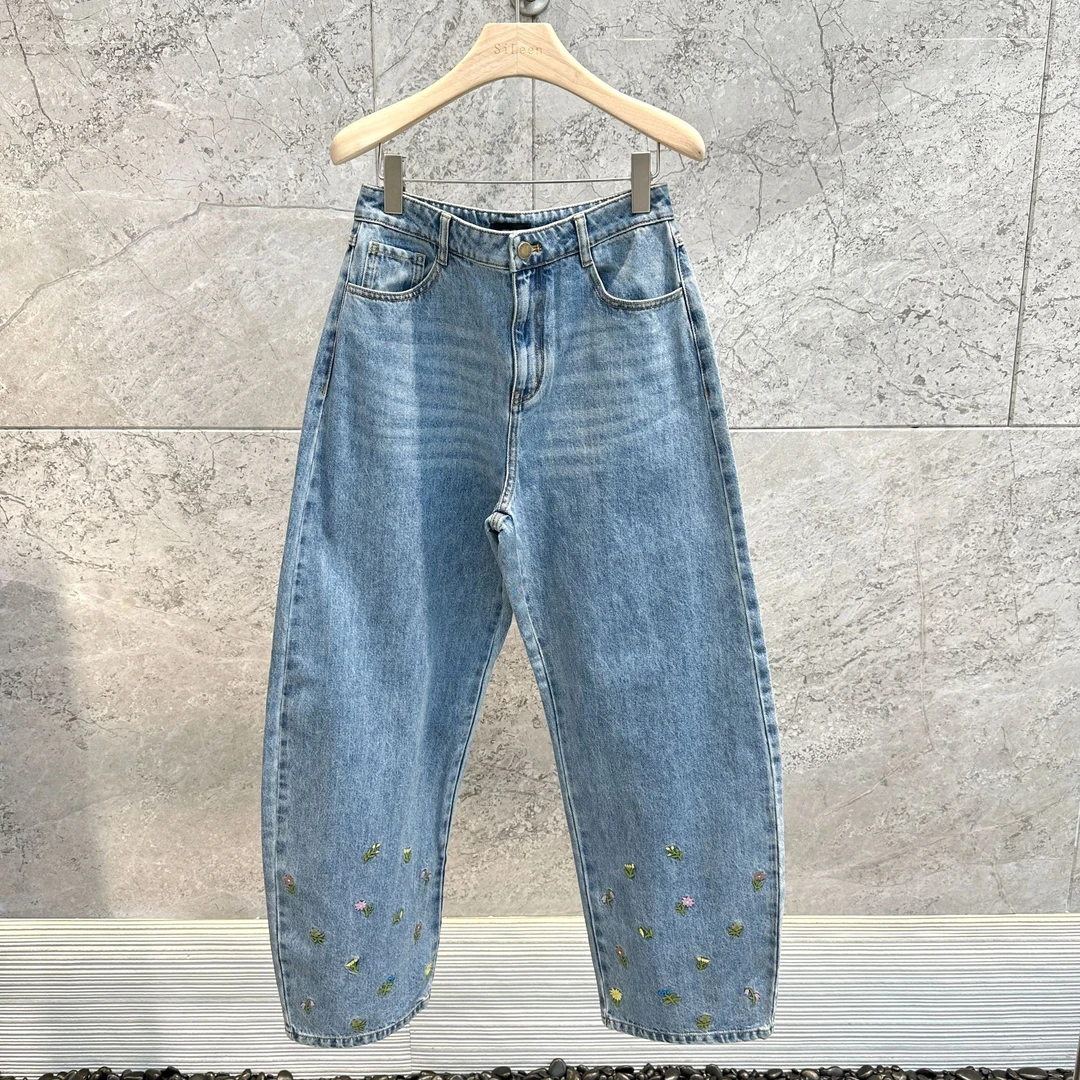 【ice dust】设计师品牌25年春新品花卉茧型牛仔裤25SSDE17MG