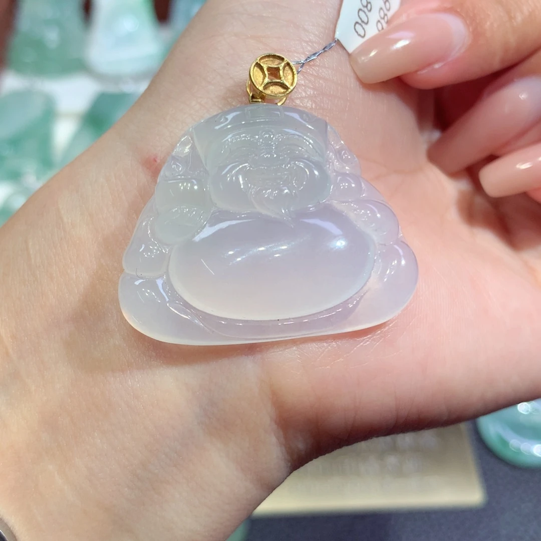 吊坠(不含链)18K金镶嵌翡翠