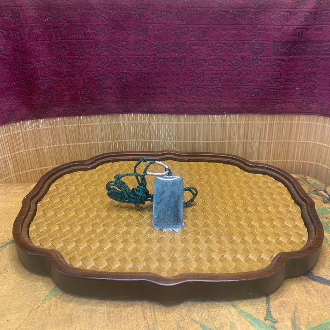 H和田玉点墨青花无事牌吊坠2278