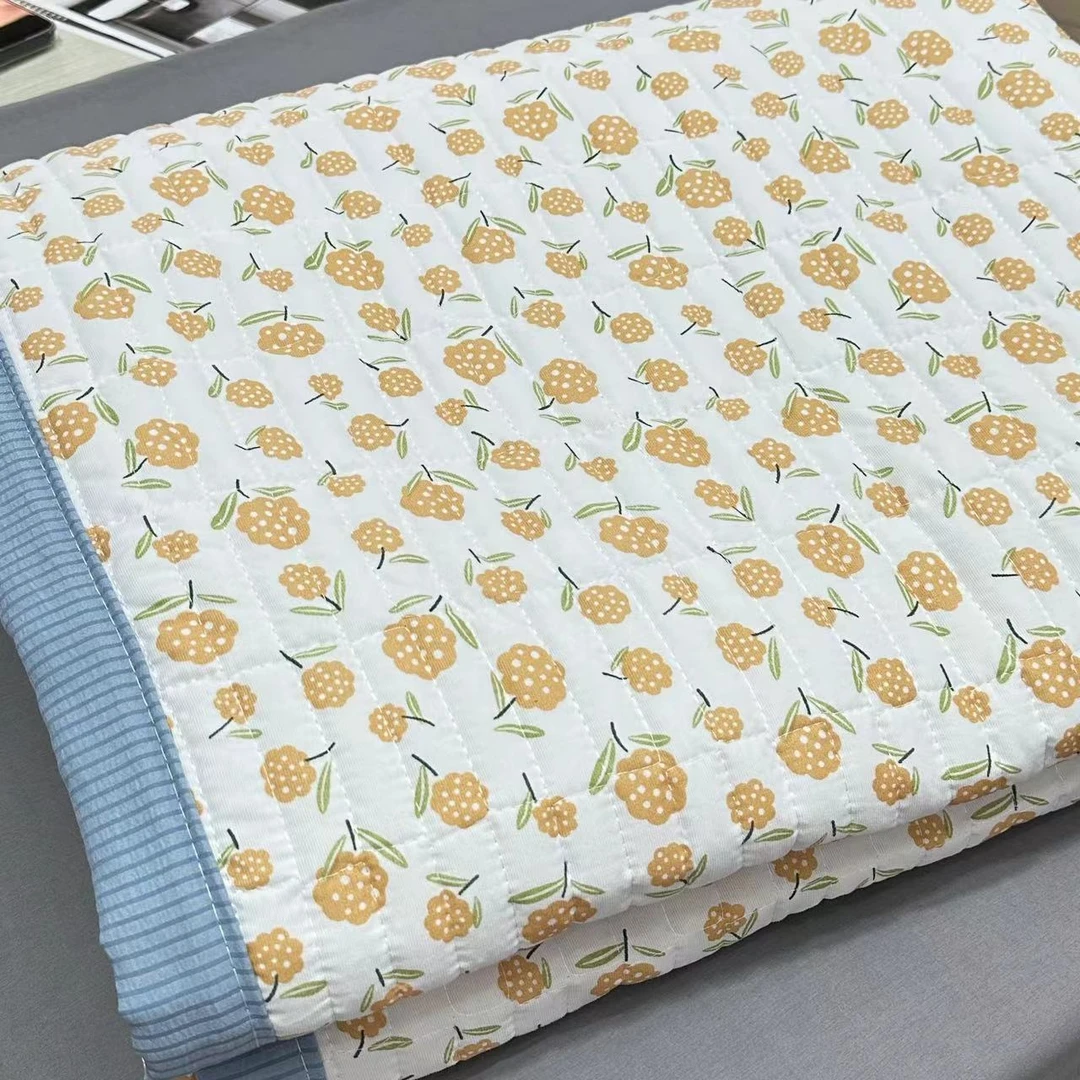 针织棉200x230印花床盖夹棉两用