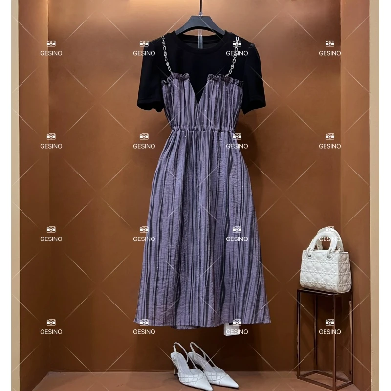 春夏丨设计师轻奢法式印花女士大码连衣裙 GS-52009