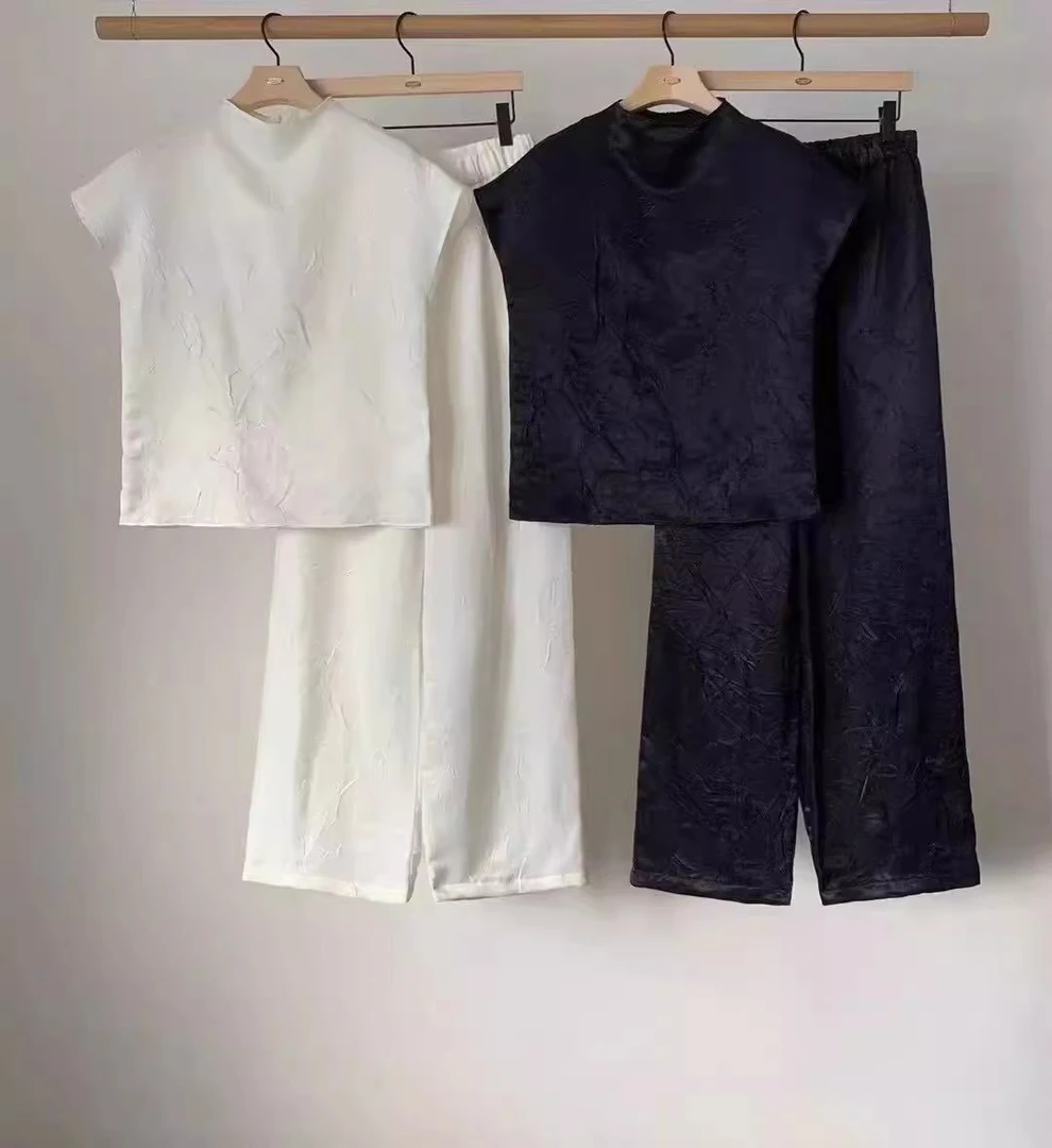 现货！韩国东大门代购aube nunt2025春新时尚短袖衬衫+休闲裤套装