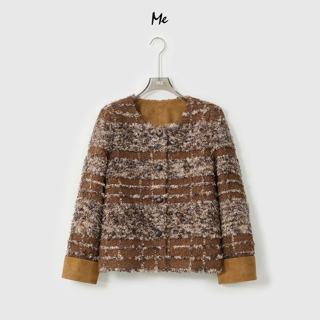 ME【朗姆小香】绵羊毛彩点圈圈呢时尚百搭千金小香风外套MESA3413