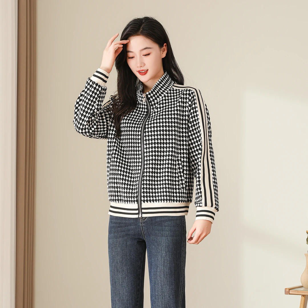 【春季新款】小香风上衣女外套小众复古撞色拼接时尚休闲外套AQ2598