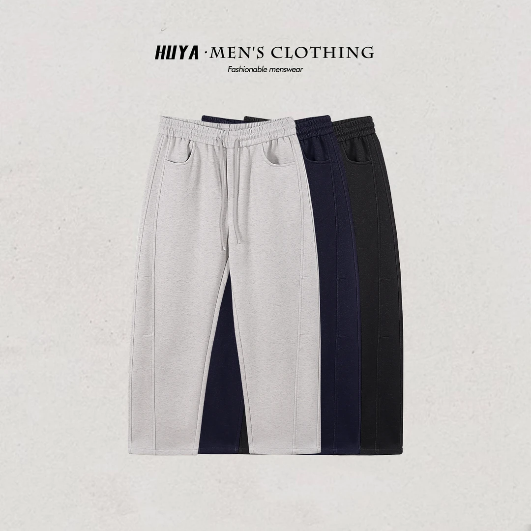 /虎牙兄弟/冬磨毛铜氨棉百搭立体剪裁拼接休闲弯刀裤男士 25-8132