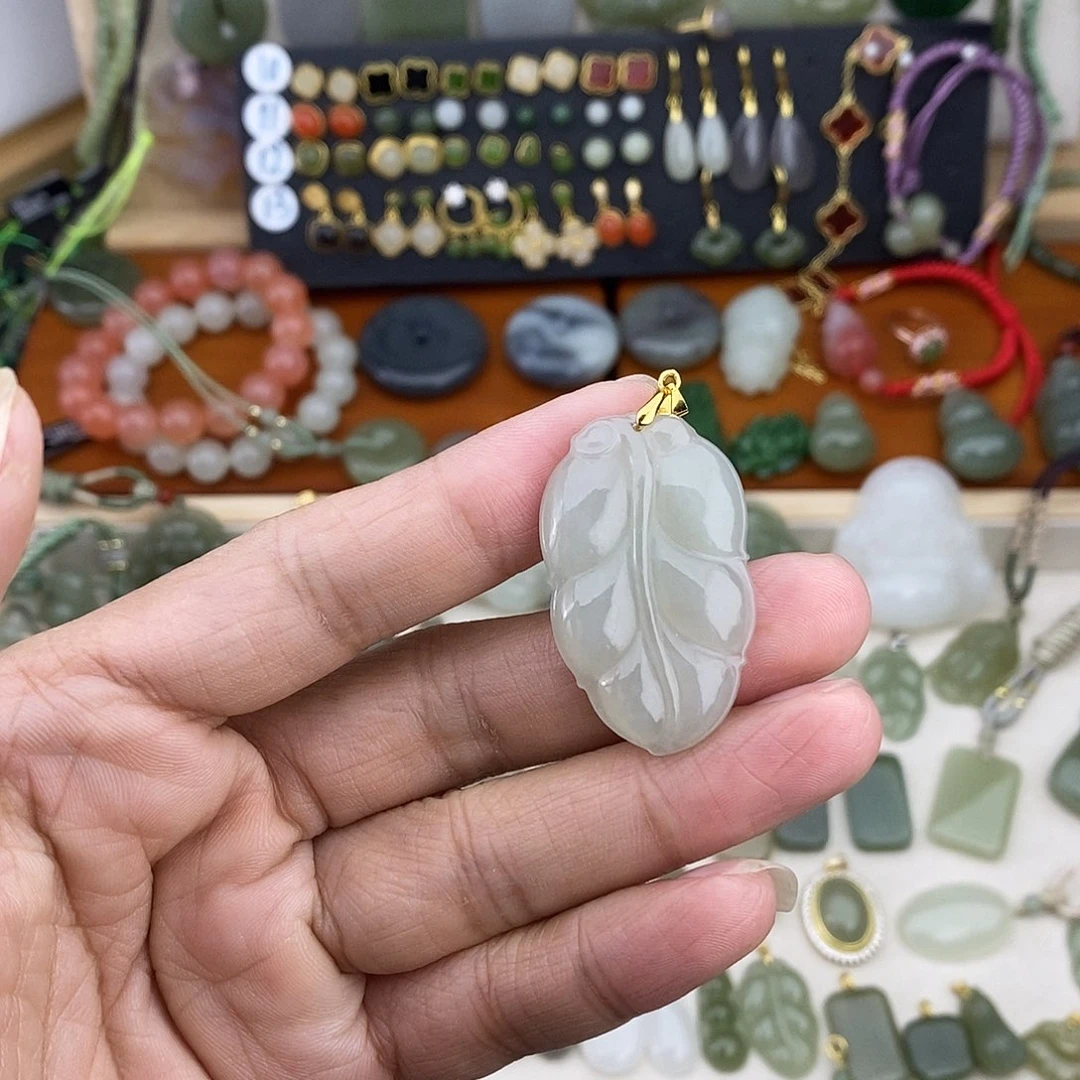 和田玉银S925镶嵌吊坠(不含链)