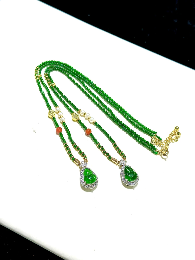 【CH】翡翠葫芦小米珠DIY项链（多样性发其一）