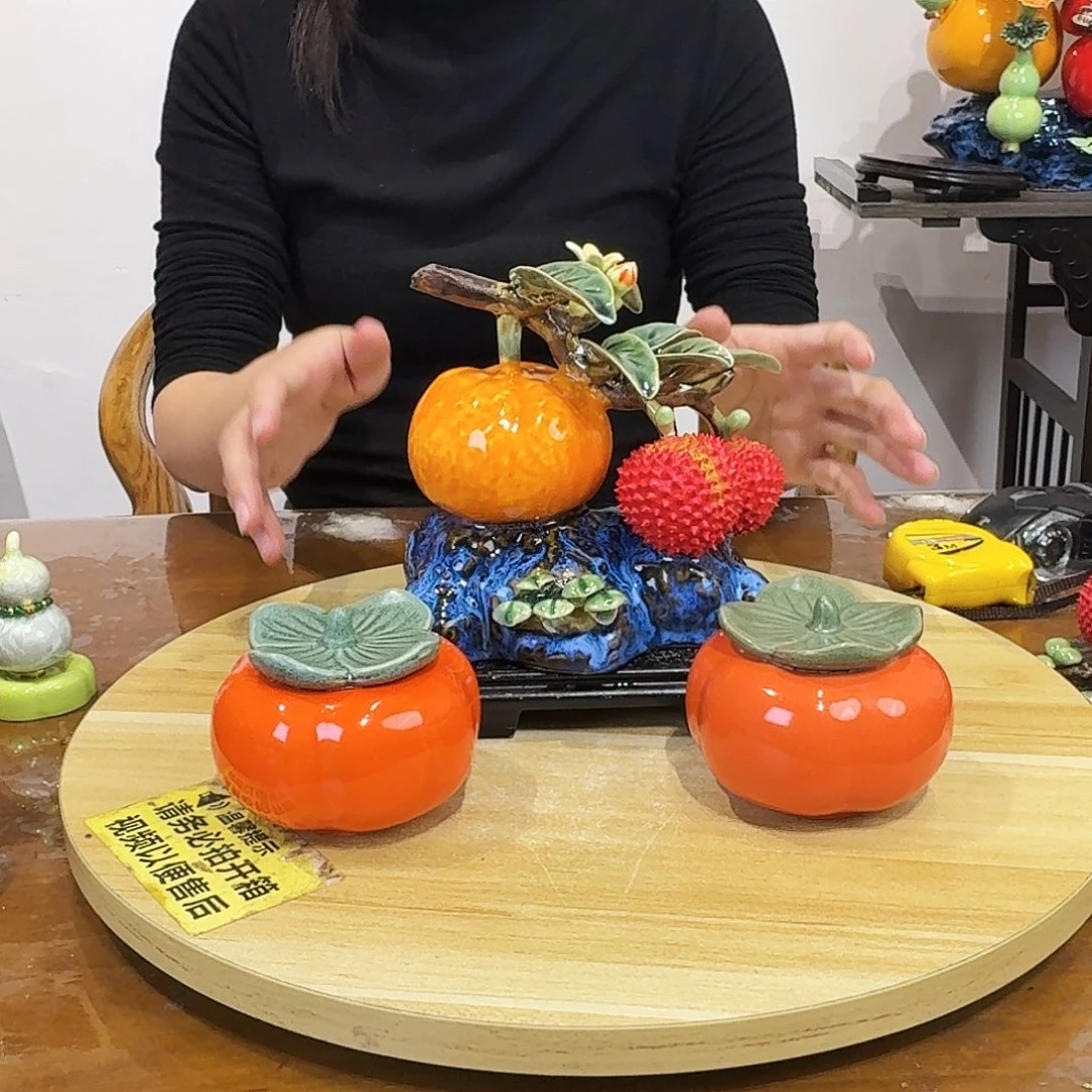 陶瓷橘子荔枝摆件